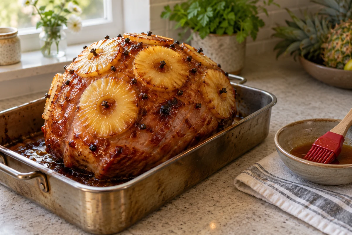 Ingredients for glazing a cooked Christmas ham