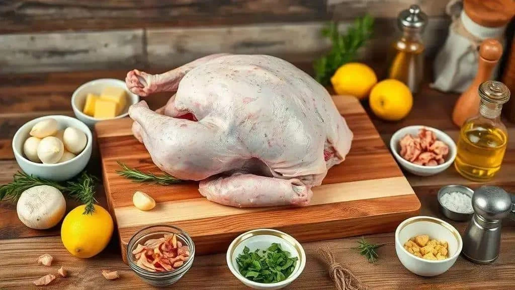 Ingredients for preparing a roast turkey