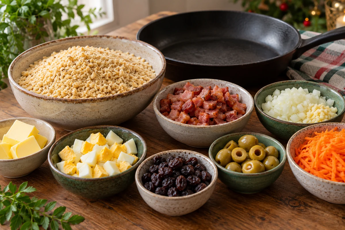 Ingredients for toasted cassava farofa