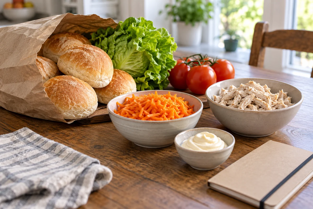 Ingredients gathered for making party sandwiches