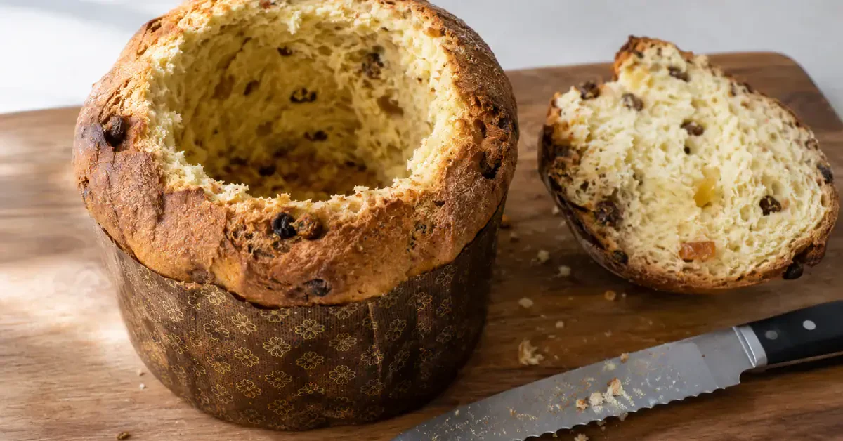 Intact panettone walls surrounding the hollowed centre