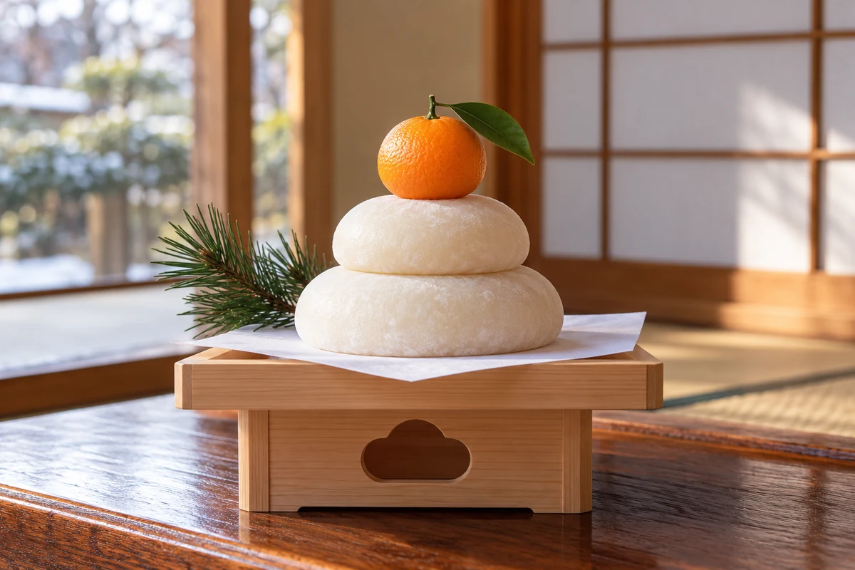 Japanese New Year decoration in a quiet home setting