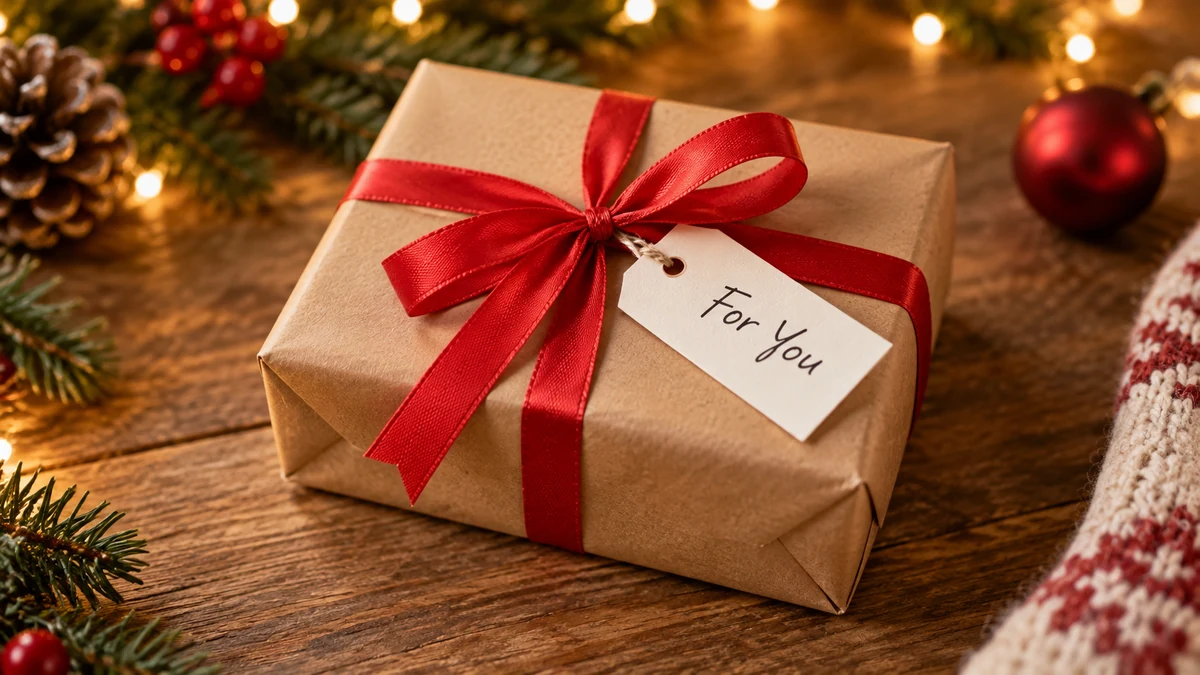 Kraft paper gift with a For You tag