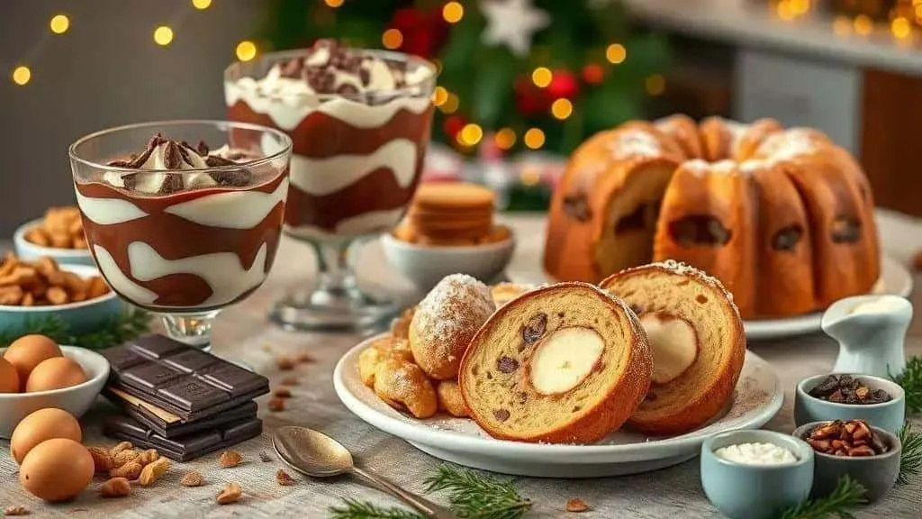 Layered chocolate biscuit dessert in serving glasses