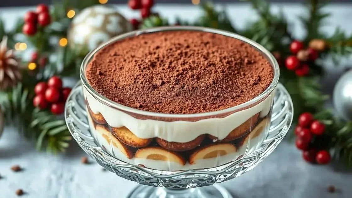 Layered tiramisu in a glass bowl
