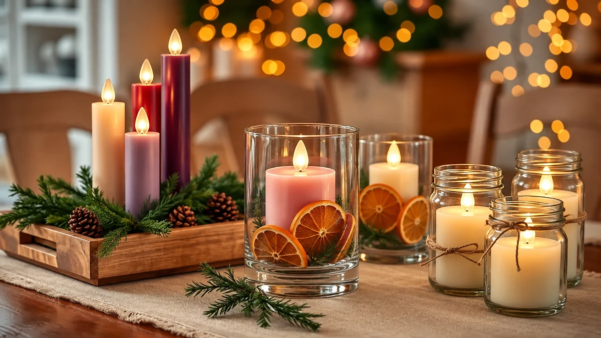 LED lights inside orange candle holders LED lights inside orange candle holders