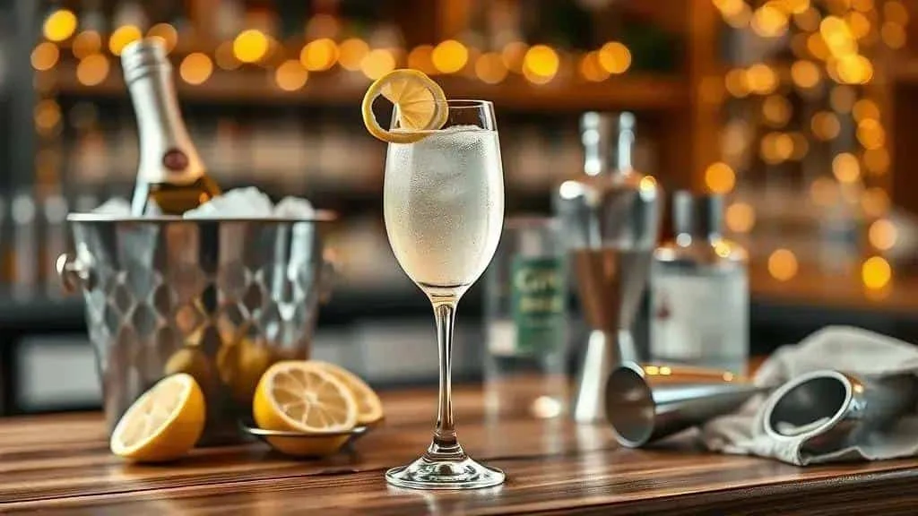 Lemon French 75 cocktail