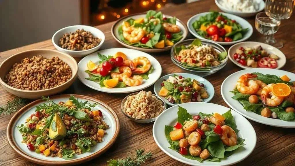 Lentil, fruit and prawn salads Lentil, fruit and prawn salads