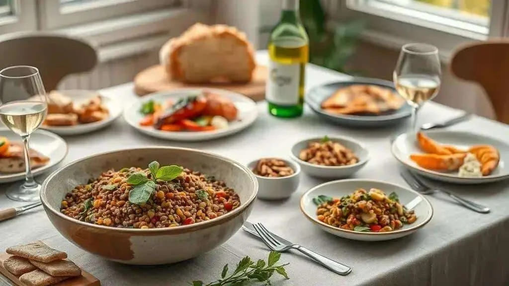 Lentil salad served alongside a meal