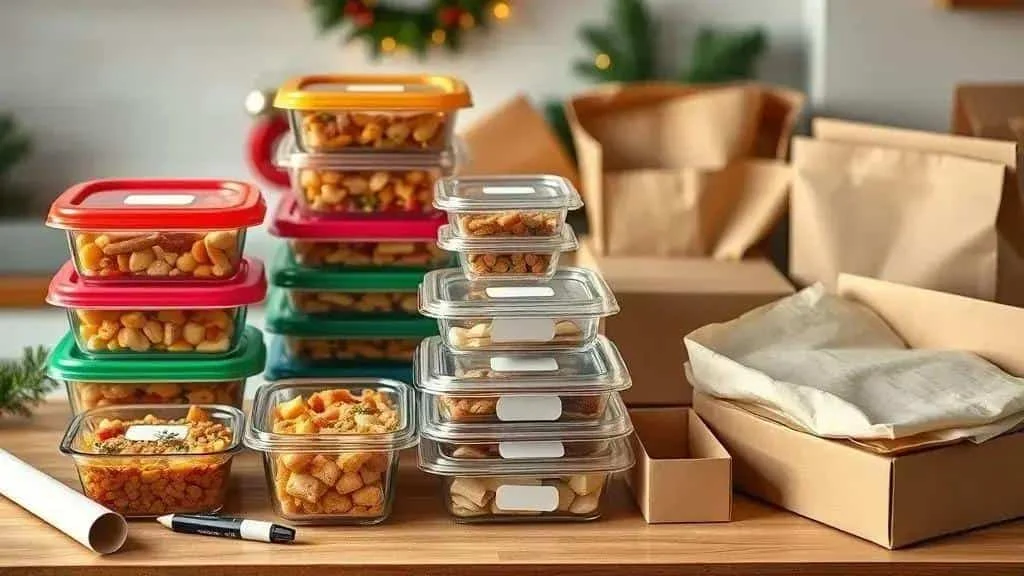 Lidded food containers and boxes ready for sharing meals Lidded food containers and boxes ready for sharing meals