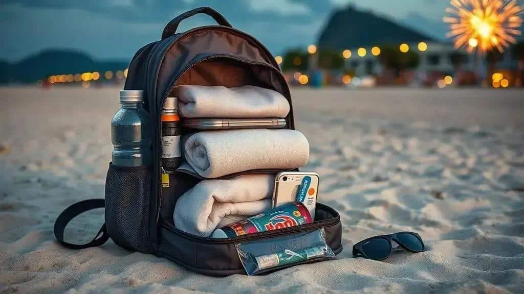Lightweight travel essentials for a day at the beach