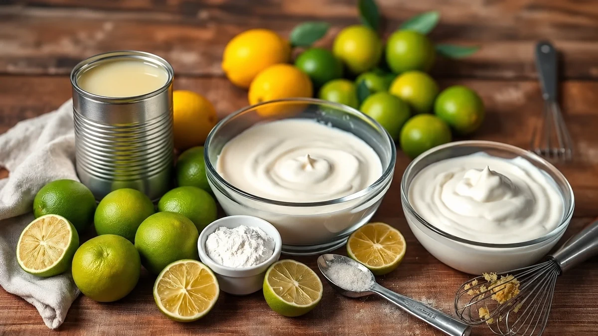 Limes, cream and condensed milk for Brazilian lime mousse