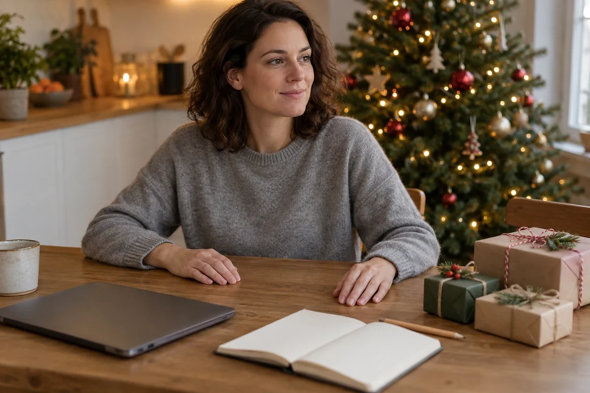 Making a Christmas plan at the kitchen table