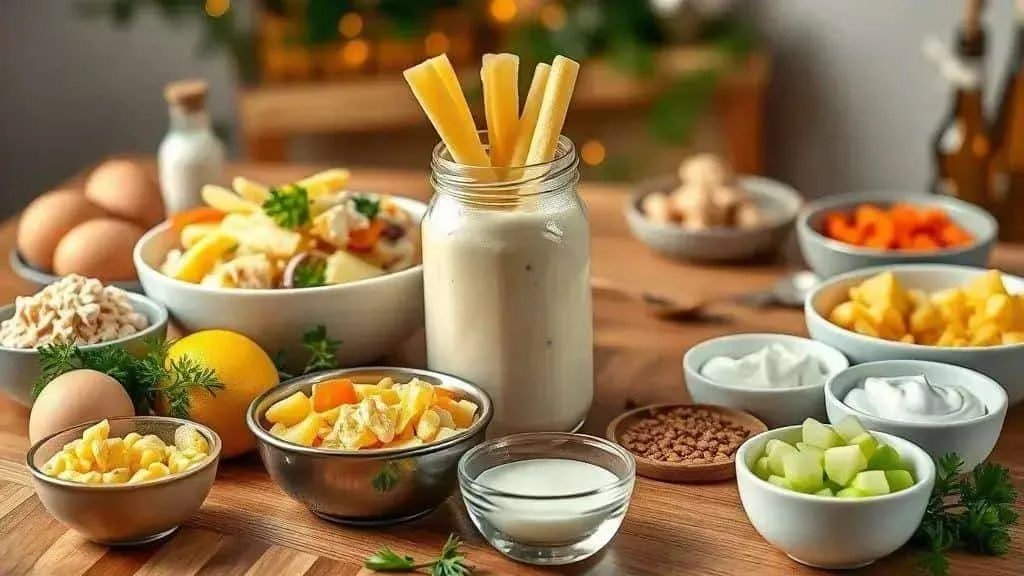 Mayonnaise and salad ingredients