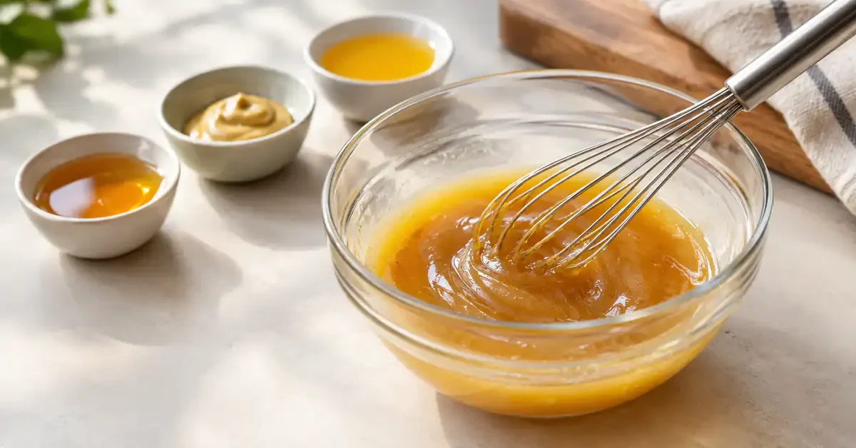 Mixing a honey and mustard glaze