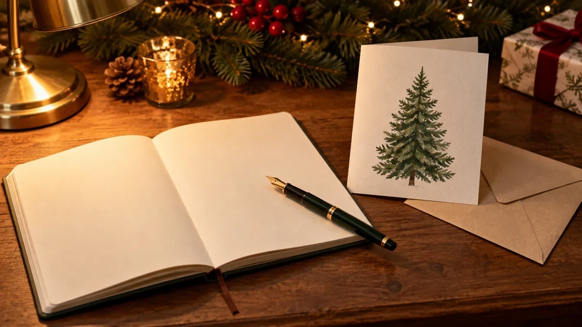 Notebook and card ready for a personal message