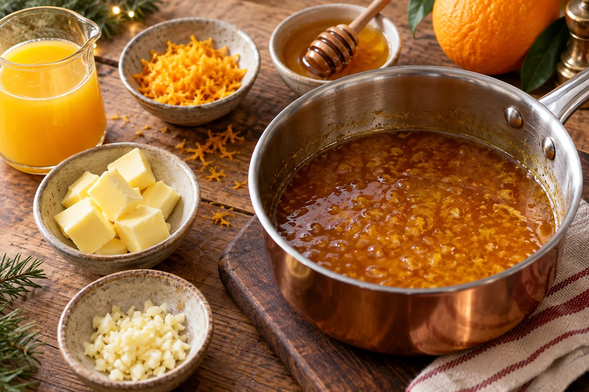Orange honey and butter glaze for roast duck