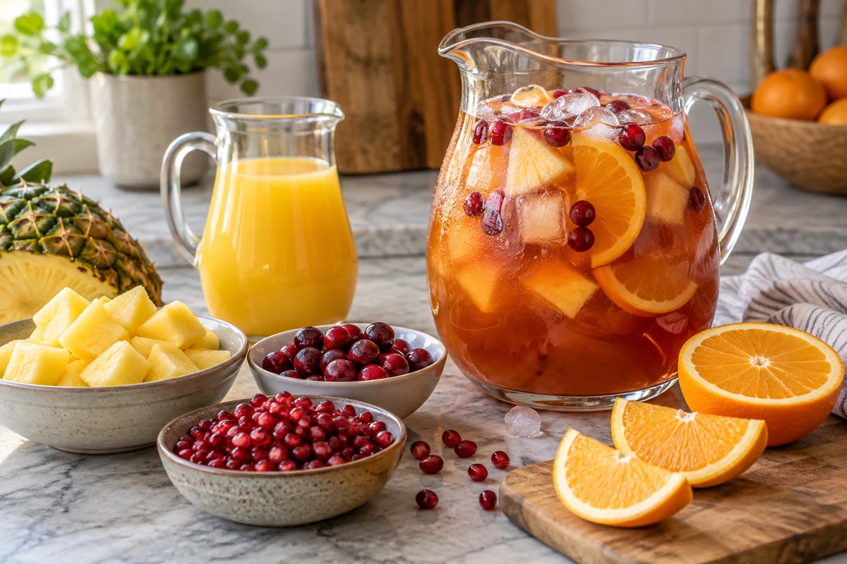 Orange pineapple and pomegranate punch ingredients