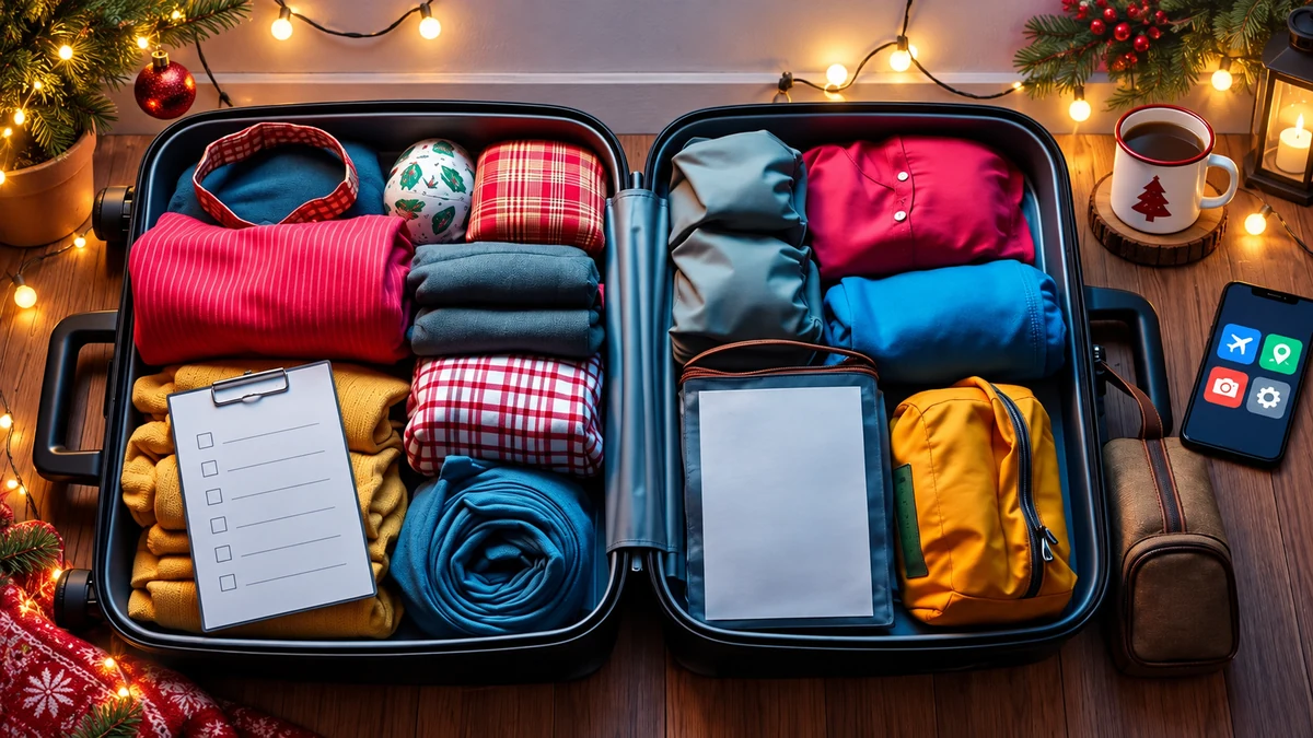 Organised suitcase with a simple packing checklist