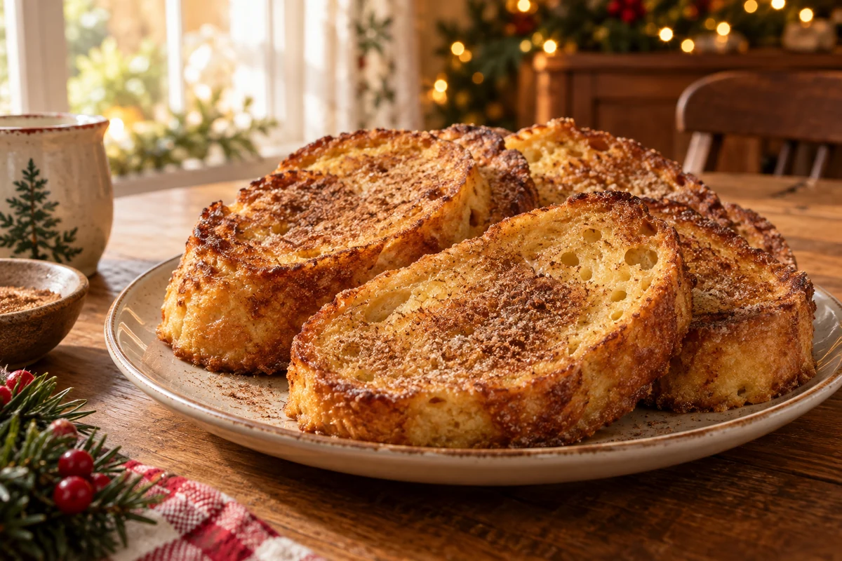 Oven-baked Christmas rabanada with cinnamon sugar
