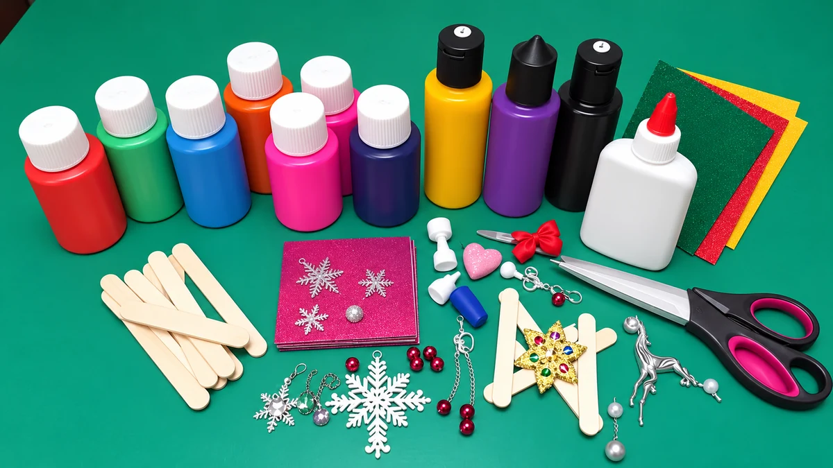 Paint glue and lolly sticks for crafts