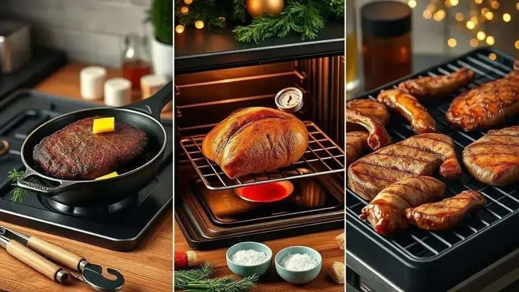 Pan-searing, roasting and grilling meat