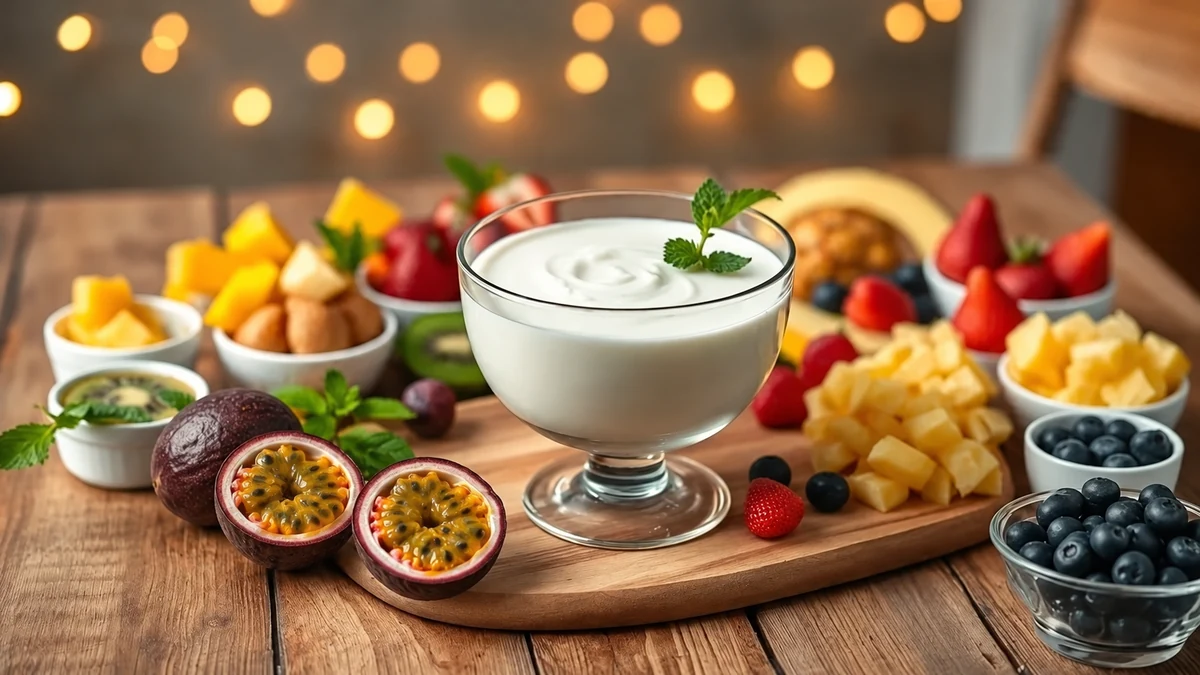 Passion fruit and mixed fruit alongside vanilla cream