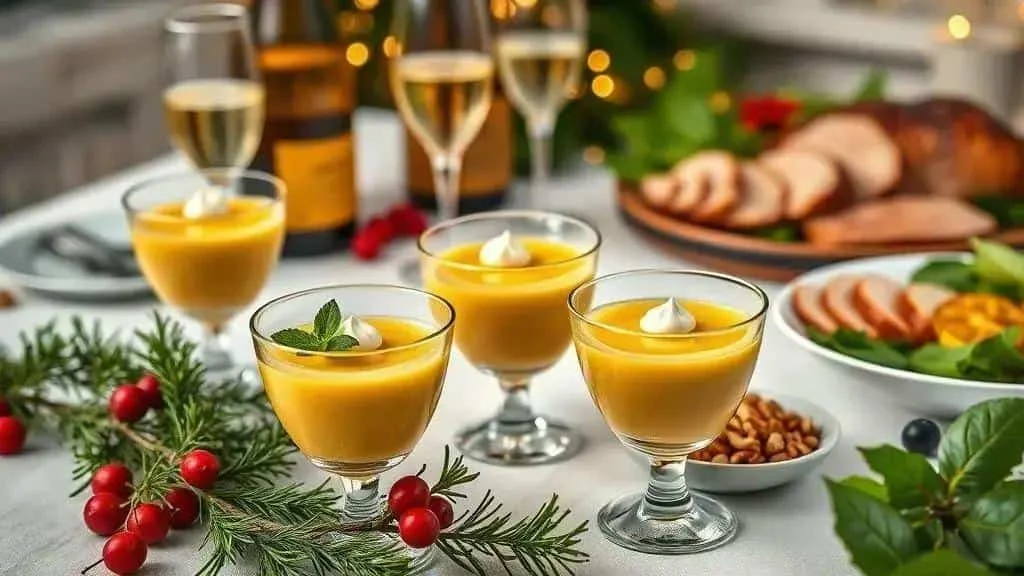 Passion fruit mousse served at a festive table
