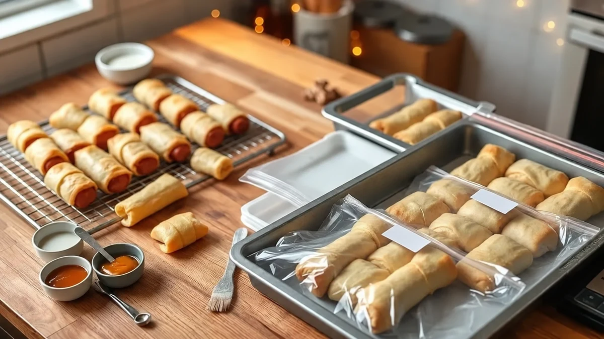 Pastry sausage bites packed for storage
