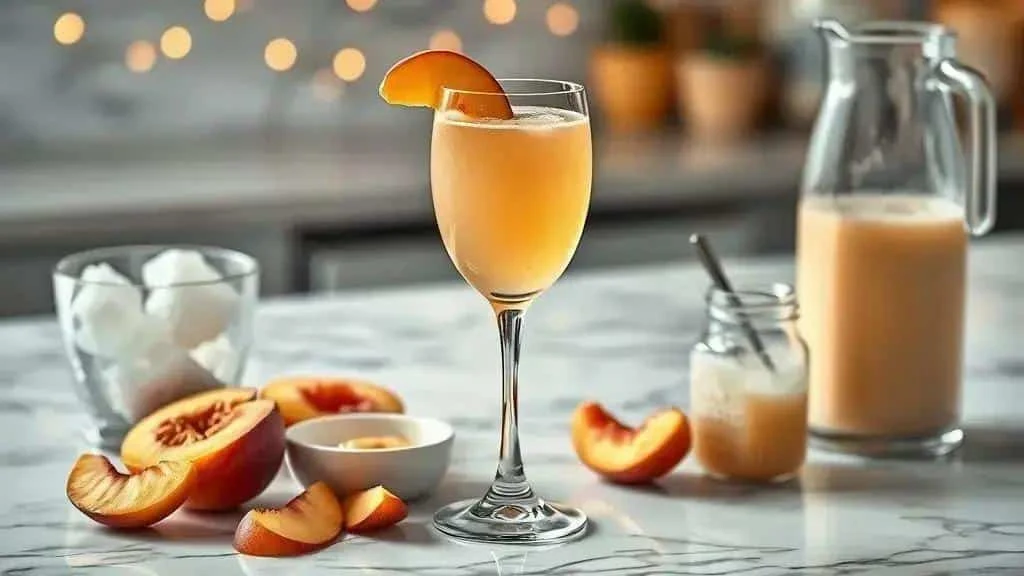 Peach bellini cocktail