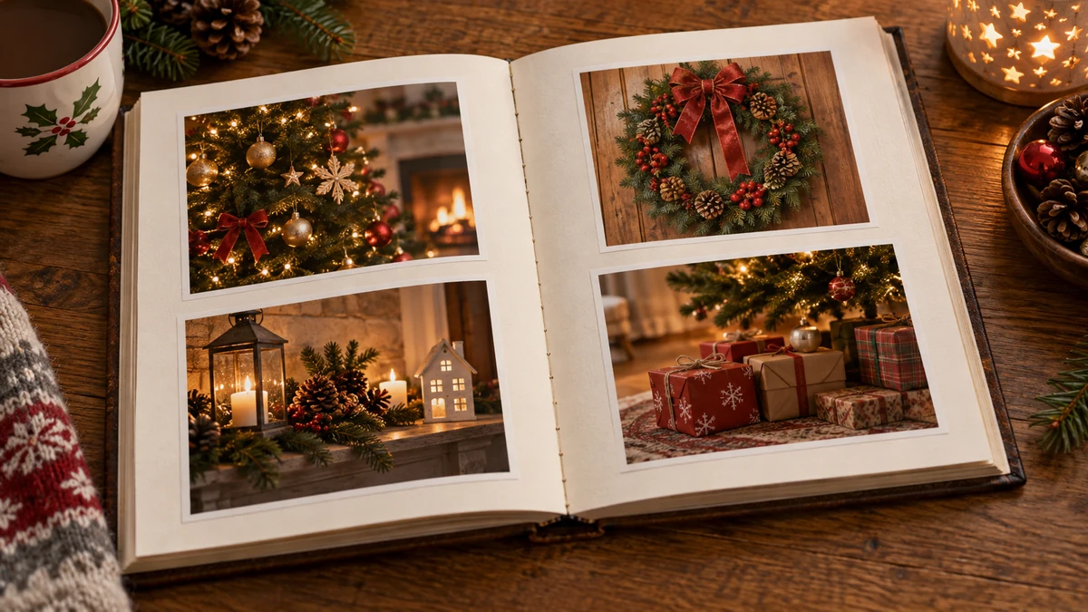 Photograph album with Christmas decoration pictures Photograph album with Christmas decoration pictures