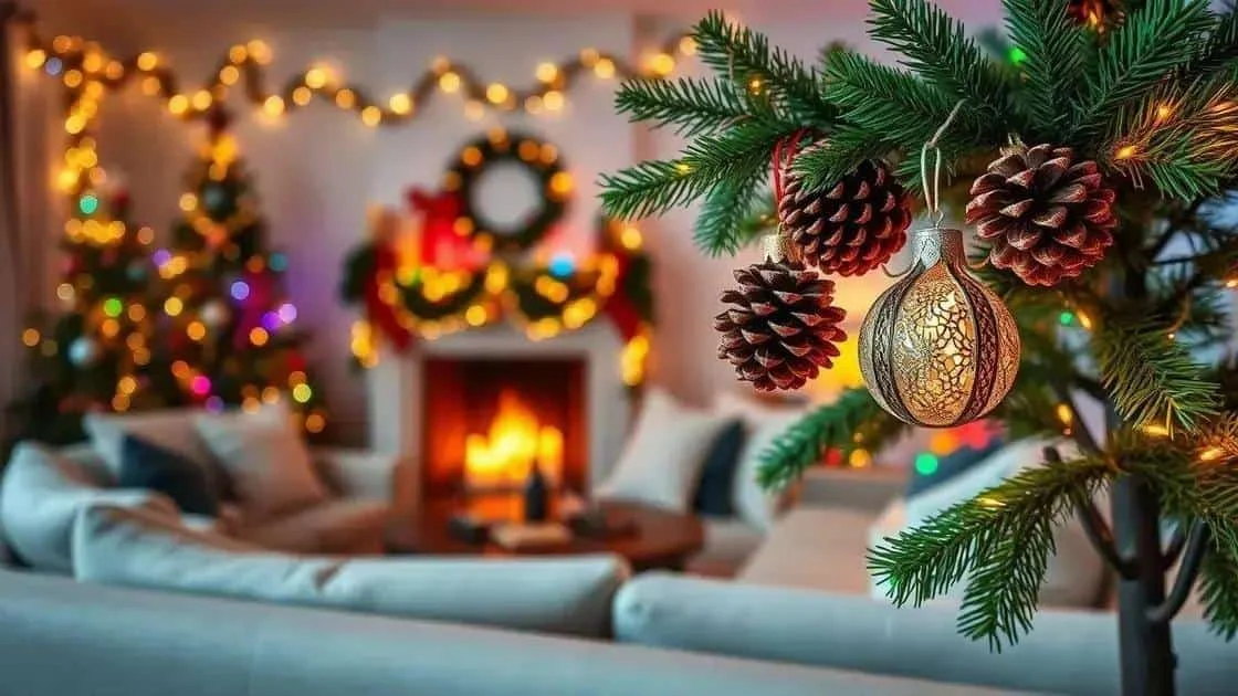 Pine cones and a bauble on a Christmas tree branch Pine cones and a bauble on a Christmas tree branch