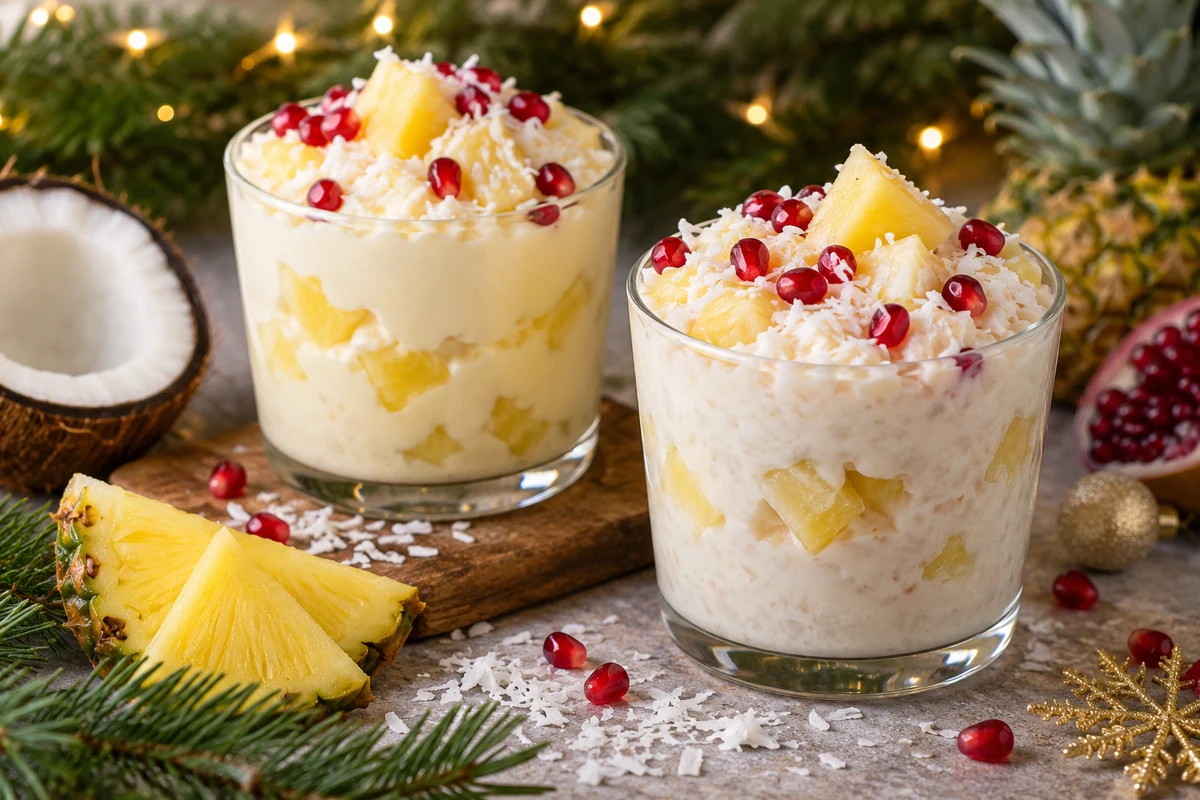 Pineapple cream dessert cups with optional coconut topping Pineapple cream dessert cups with optional coconut topping