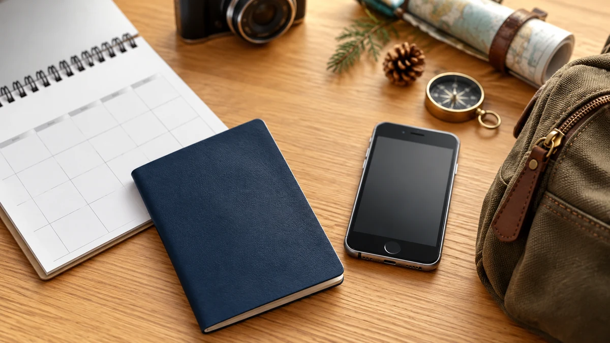 Plain document wallet prepared for a Christmas journey