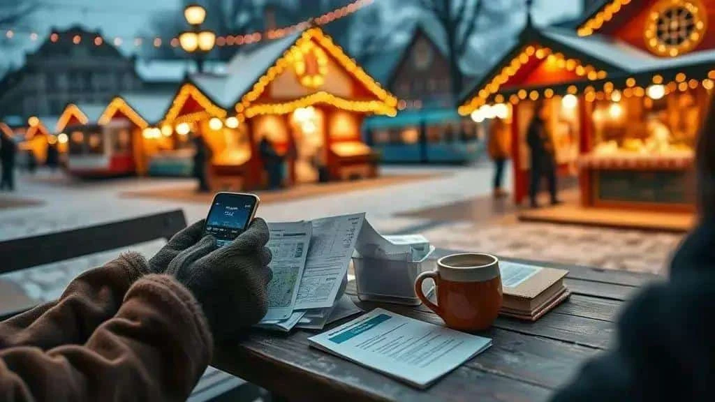 Planning a Christmas market trip with travel documents