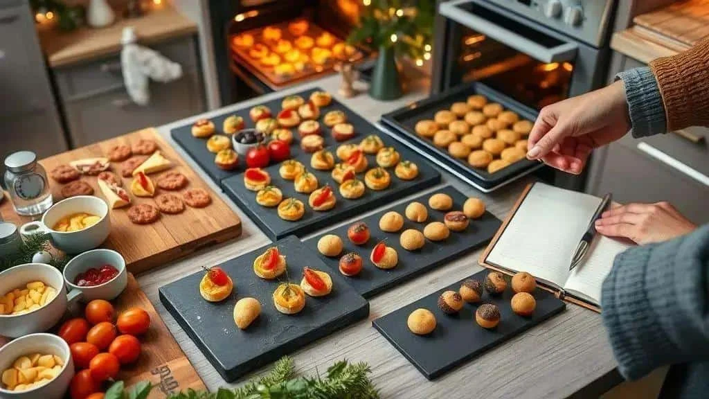 Planning and preparing platters of Christmas party food