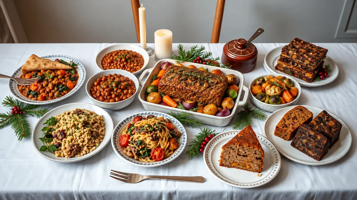 Plant-based Christmas loaf with vegetables and pulses