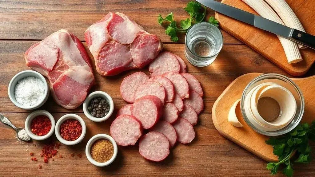 Pork fat seasonings and casings for fresh sausages Pork fat seasonings and casings for fresh sausages