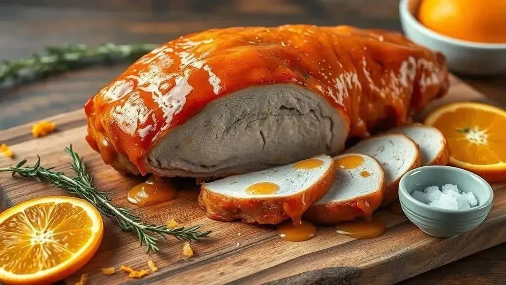 Pork loin with oranges garlic and herbs