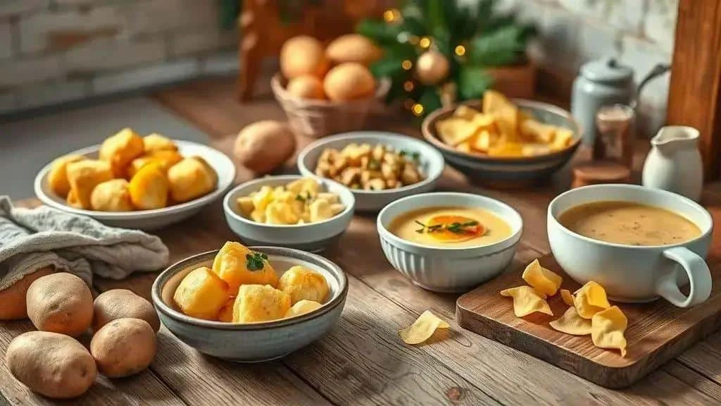 Potato croquettes, soup and other cooked potato dishes
