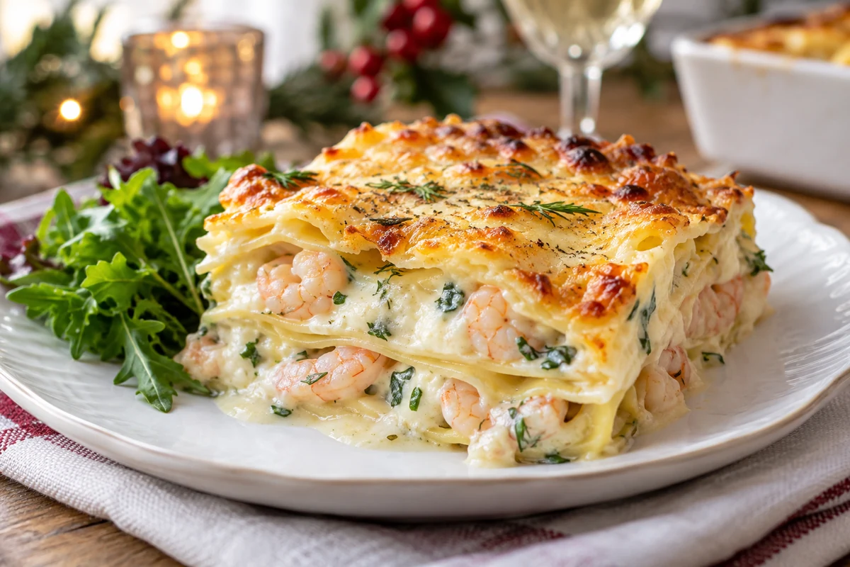 Prawn and cream cheese lasagne