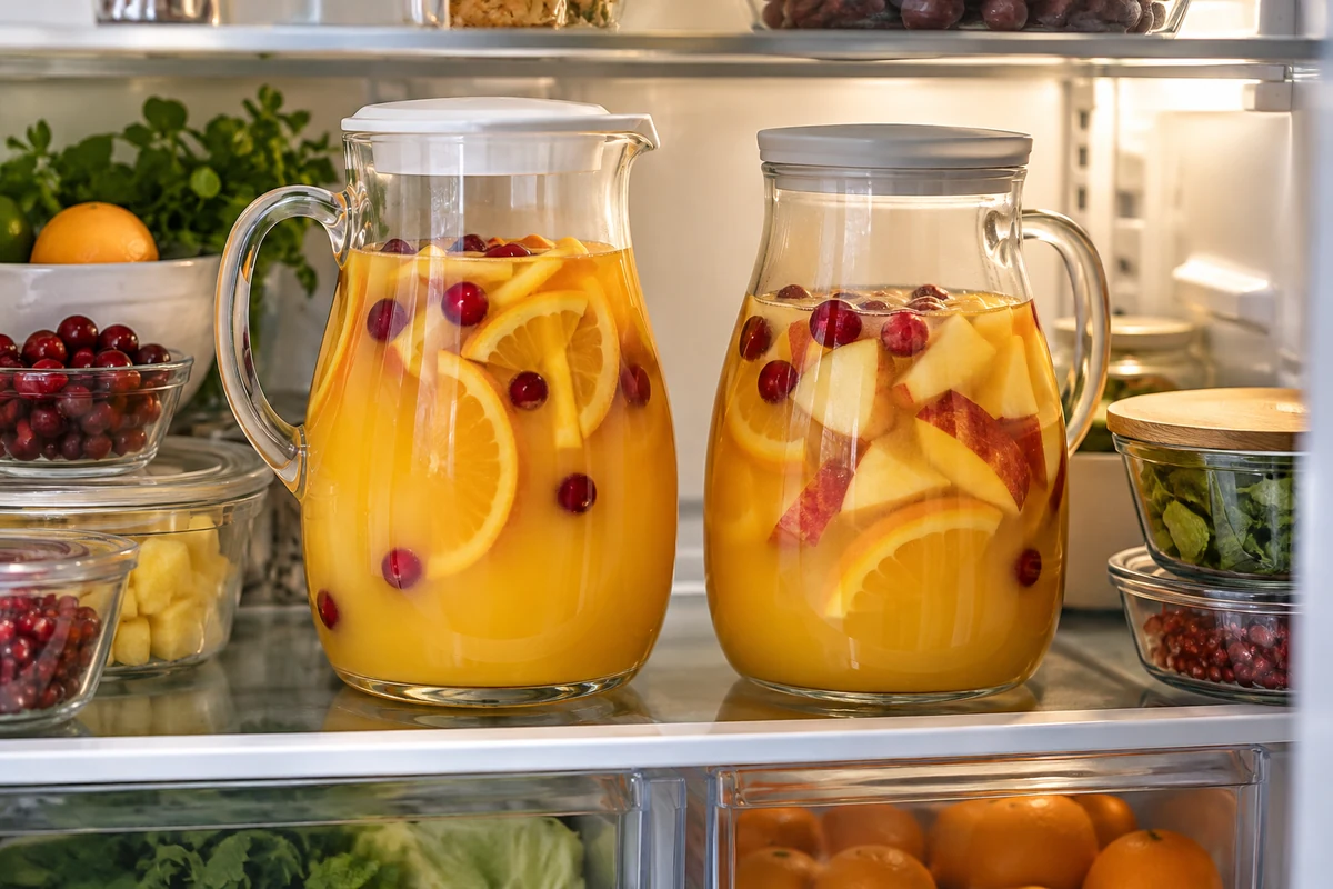 Prepared fruit kept in covered containers in the fridge