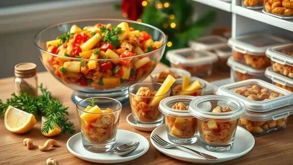 Prepared salad portions for chilled storage