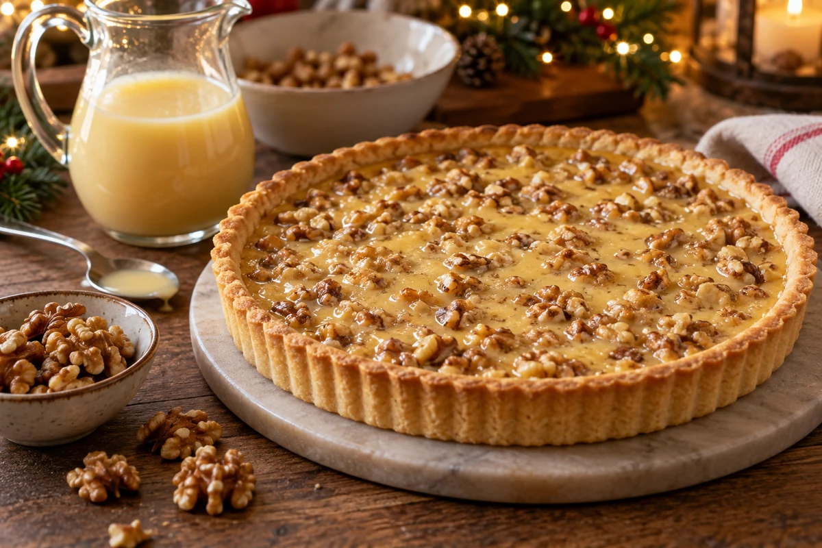 Preparing a walnut and condensed milk tart filling