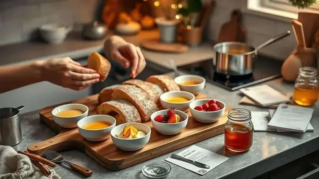 Preparing bread and ingredients for Christmas rabanada