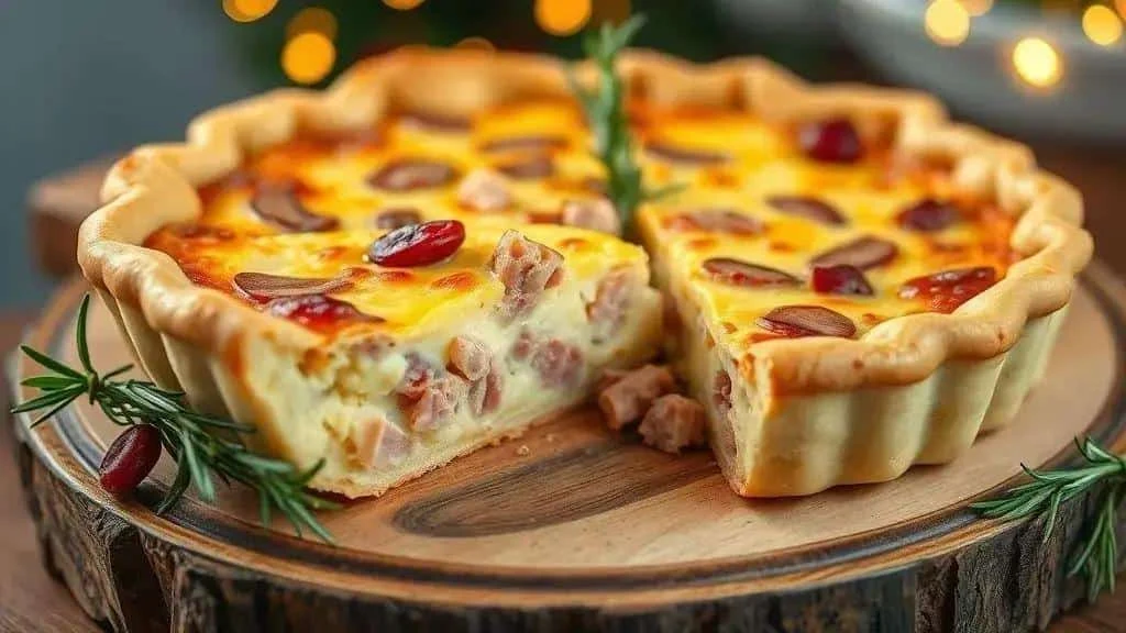 Preparing ham and cheese quiche Preparing ham and cheese quiche