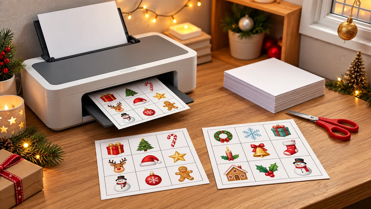 Preparing printed cards for a homemade Christmas game