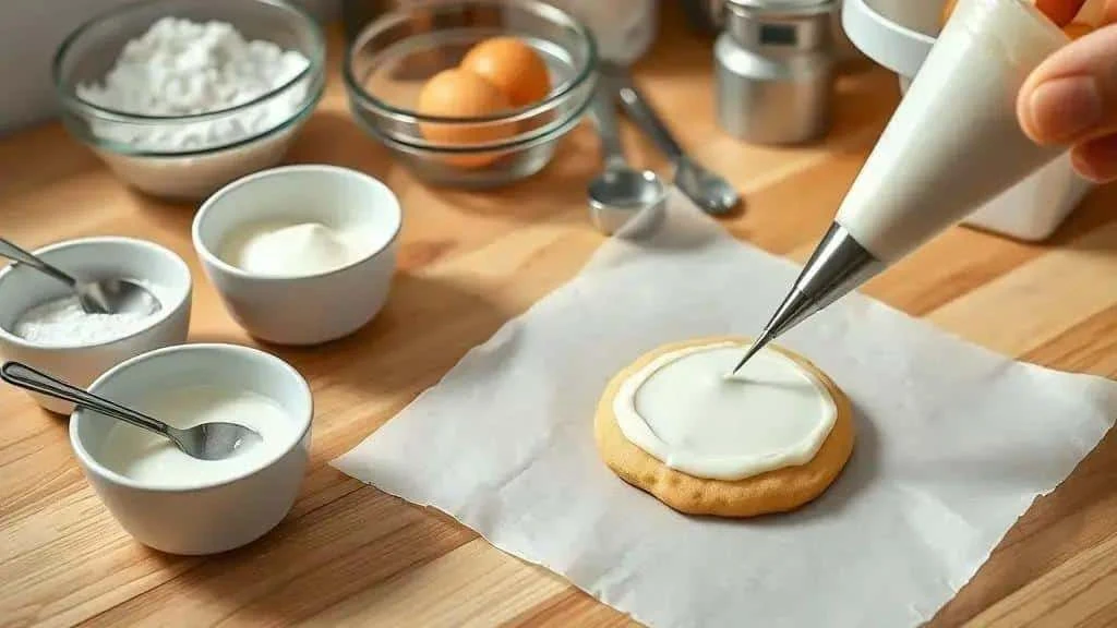 Preparing royal icing for Christmas biscuits