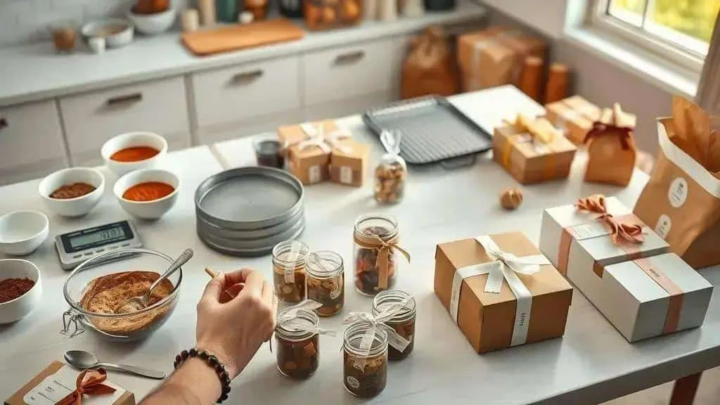 Preparing small Christmas food gifts
