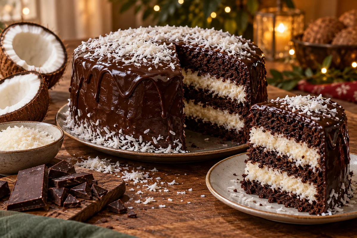 Prestigio chocolate cake with coconut filling